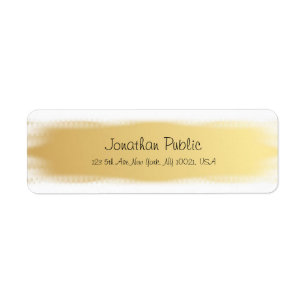Gold White Script Luxury Modern Return Address Label