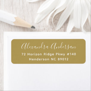 Gold White Script Name Return Address Label