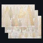 Gold White Silver Christmas Trees Wrapping Paper Sheets<br><div class="desc">Our set of three lovely gold, silver and white Christmas trees on a white background are from vintage watercolor pine tree forest paintings. These elegant renditions are each featured on one of the three sheets of wrapping paper that are great for festive winter holiday gift giving. While differing, they are...</div>