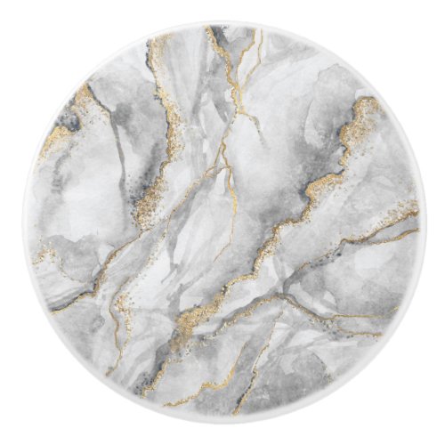 Gold White Silver Marble Pretty Ceramic Knob