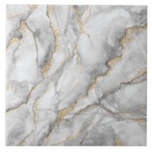 Gold White Silver Marble Pretty Ceramic Tile