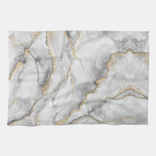 Gold White Silver Marble Pretty Kitchen Towel