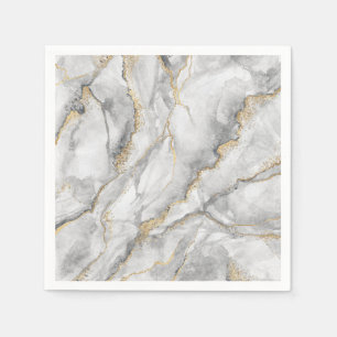 Gold White Silver Marble Pretty Napkins