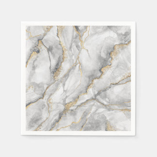 Gold White Silver Marble Pretty Napkins