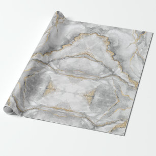 Gold White Silver Marble Pretty Wrapping Paper