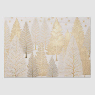 Gold White Silver Trees Christmas Tissue Paper