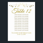 Gold & White Simple Elgant Wedding Seating Chart Table Number<br><div class="desc">Make your wedding reception beautiful with these table number cards. Designed as a part of our Gold Foil Elegant Wedding Suite, they feature a simple yet elegant design with gold text on a white background with a gold faux foil floral border. These cards include seating assignments so your guests will...</div>