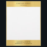 Gold White Simple Modern Professional Template Letterhead<br><div class="desc">Elegant Gold White Simple Modern Professional Template Letterhead.</div>