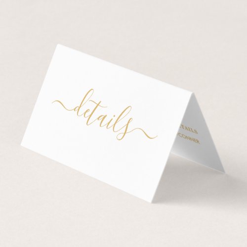 Gold  White Simple Script With Photo Detail Card