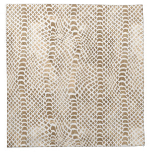 Gold White Snake Print Cloth Napkin