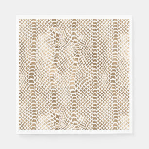 Gold White Snake Print Napkins
