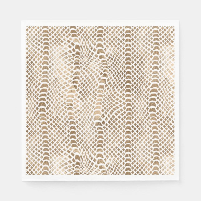 Gold White Snake Print Napkins (Front)