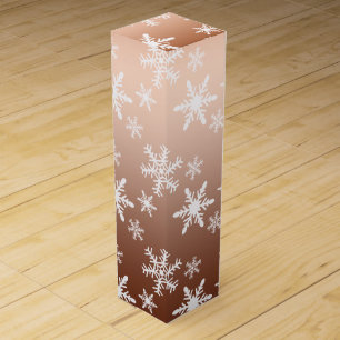 Gold White Snowflakes Christmas Wine Gift Box