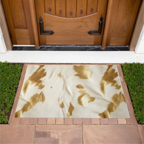 Gold White Southwest Cowhide Doormat