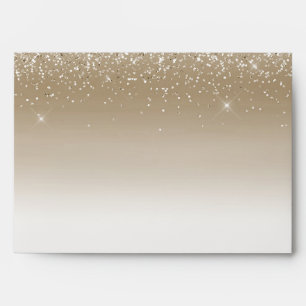Gold White Sparkle Glitter  Envelope
