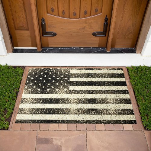 Gold white Sparkles USA flag Doormat