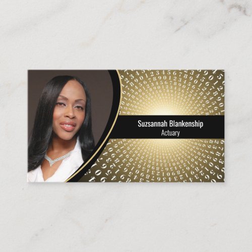 Gold White Spiral Numbers Custom Photo QR Code Business Card