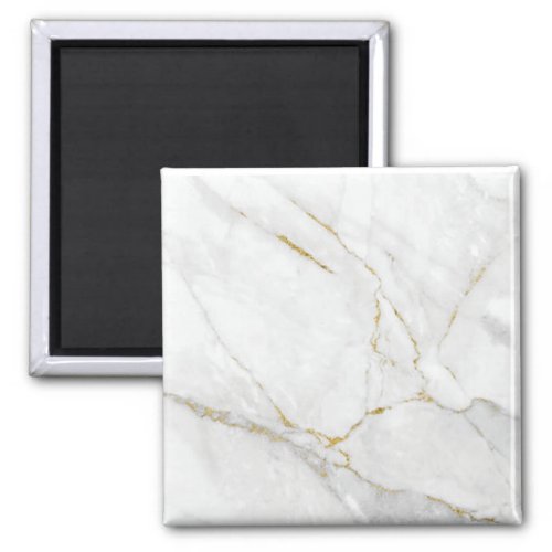 Gold white square marble  magnet