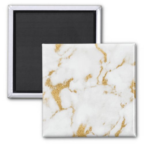 Gold white square marble magnet