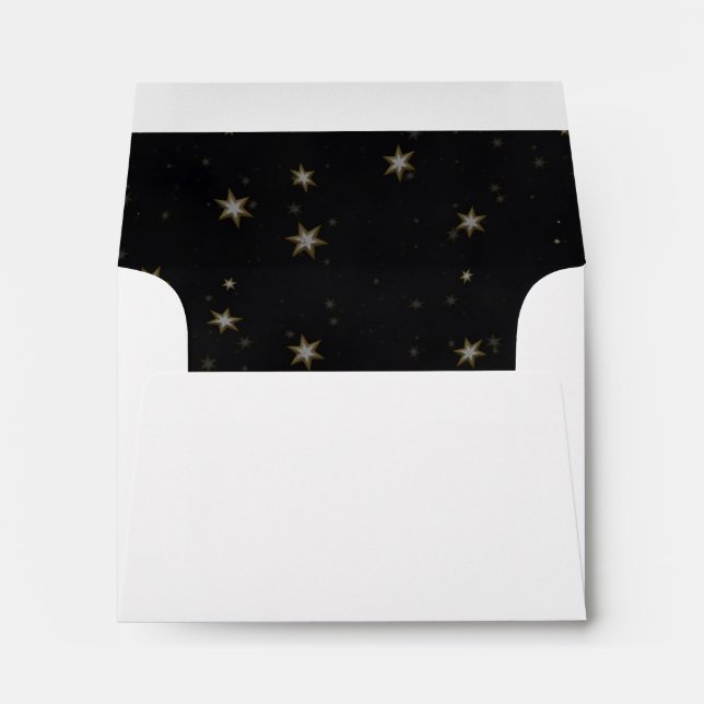 Gold White Stars Black BG A2 5.6" x 4 1/8" Envelope (Back (Bottom))
