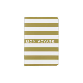 Gold & White Strip Custom Passport Holder