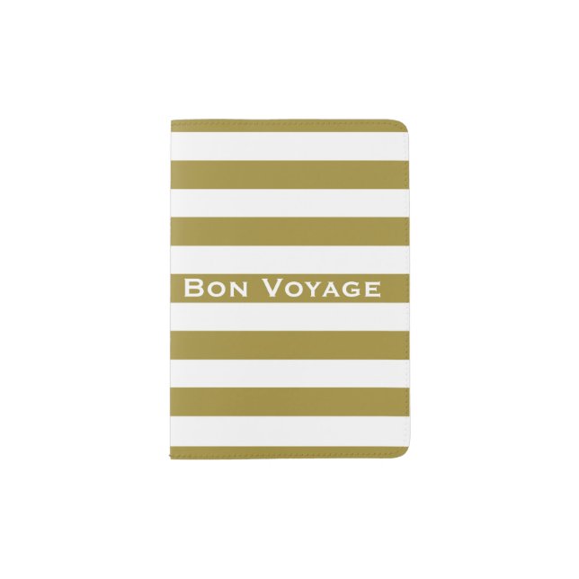 Gold & White Strip Custom Passport Holder (Front)
