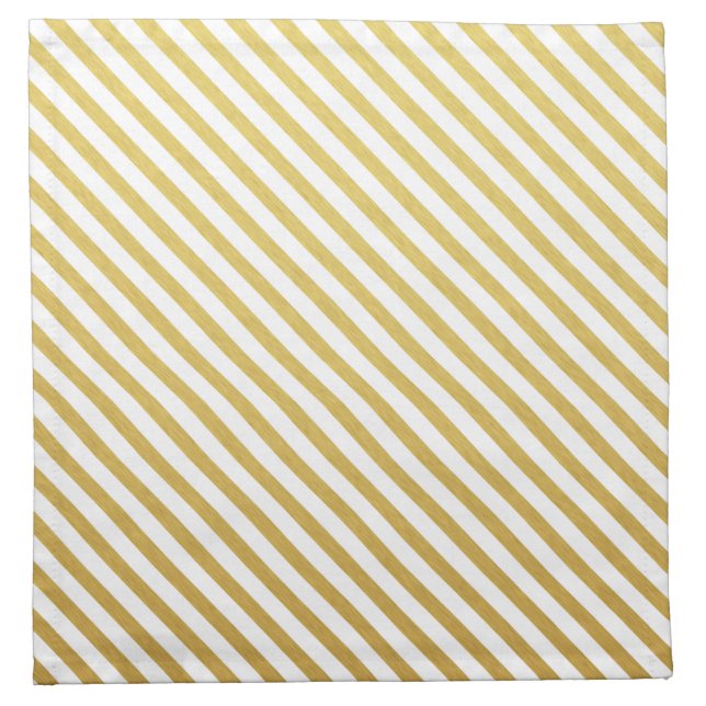 Gold & White Striped Pattern Napkin (Front)
