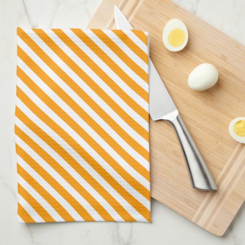 Gold  White Striped Pattern Towel