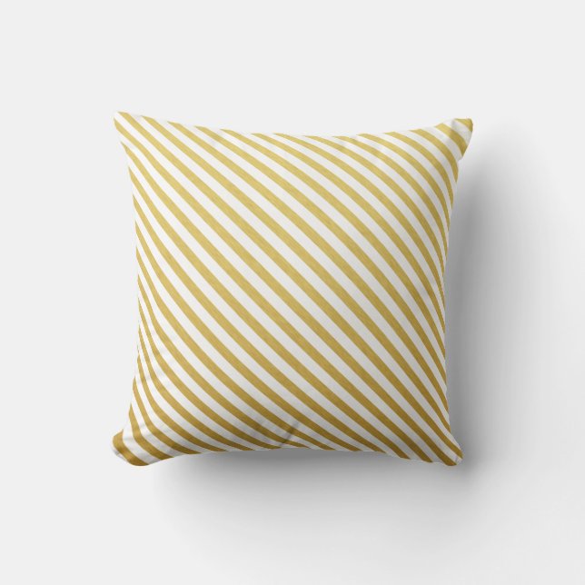 Gold & White Striped Throw Pillows (Front)