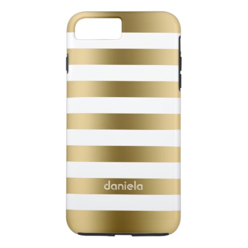 Gold  White Stripes Geometric Pattern iPhone 8 Plus7 Plus Case