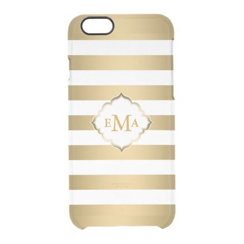 Gold  White Stripes Geometric Pattern Clear iPhone 66S Case