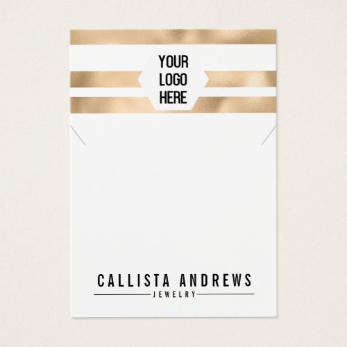 Gold White Stripes Logo Necklace Display Card