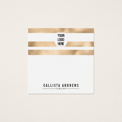 Gold White Stripes Logo Necklace Display Card