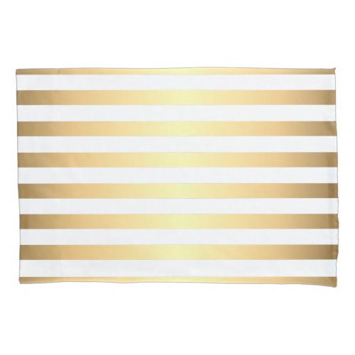 Gold White Stripes Pattern Pillow Case