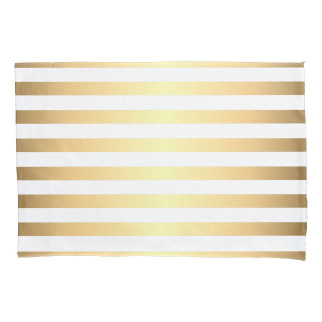 Gold White Stripes Pattern Pillow Case (Front)