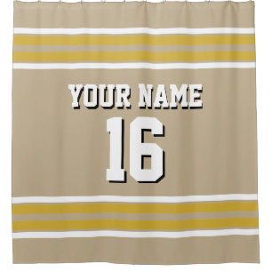 Gold White Stripes Sports Jersey Shower Curtain