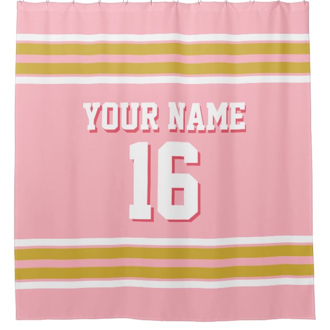 Gold White Stripes Sports Jersey Shower Curtain (Front)