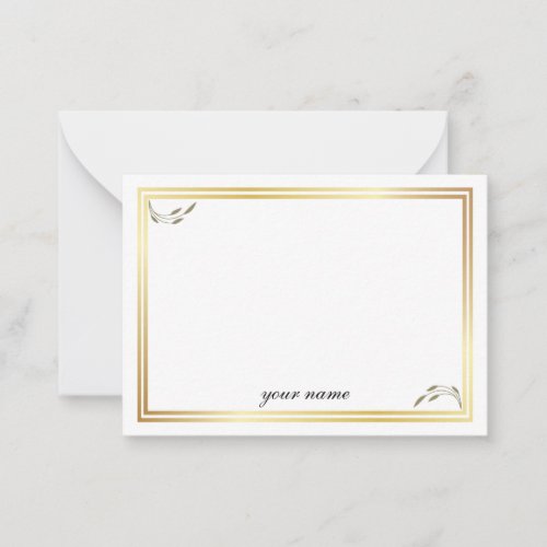 Gold white stylish monogrammed note card
