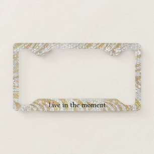 Gold White Swirl Abstract Sparkle License Plate Frame