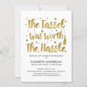 Gold & White Tassel Graduation Card (Front)