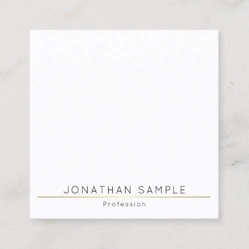 Gold White Template Modern Elegant Simple Design Square Business Card