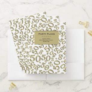 Gold/White Theme 50th Birthday Party Plans Pocket Folder