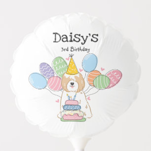 Gold White Tibetan Terrier Birthday Party Balloon