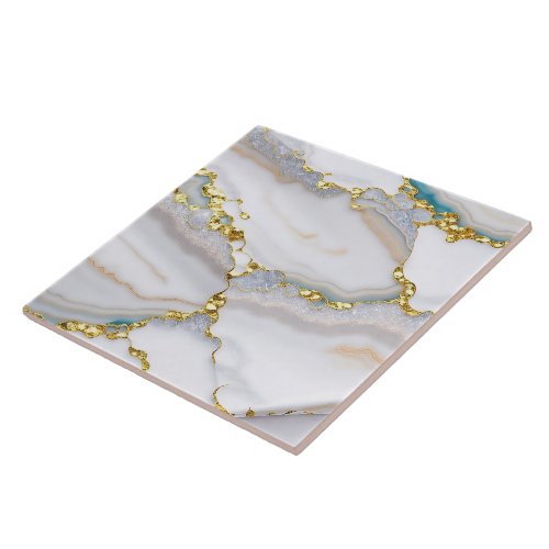 Gold White Trendy Marble Agate Collection Ceramic Tile