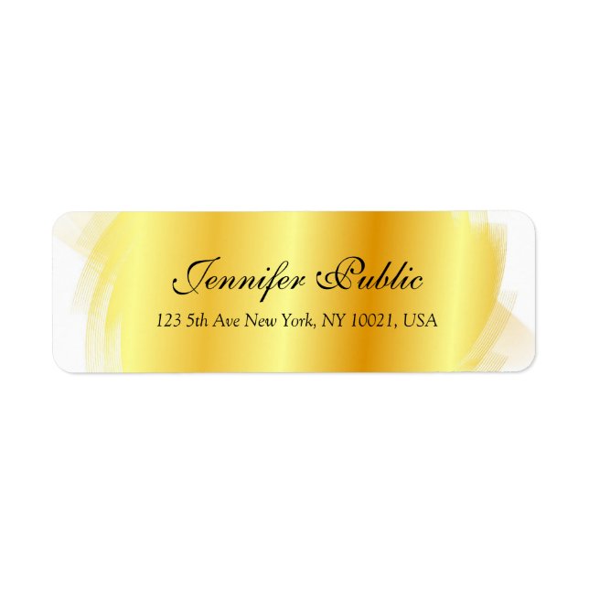 Gold White Typography Script Elegant Template Label (Front)