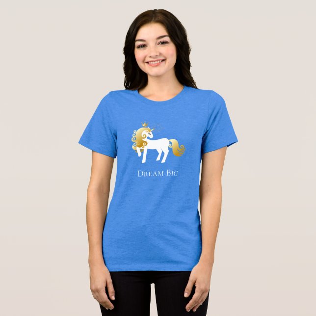 Gold White Unicorn Dream Tri-Blend Shirt (Front Full)