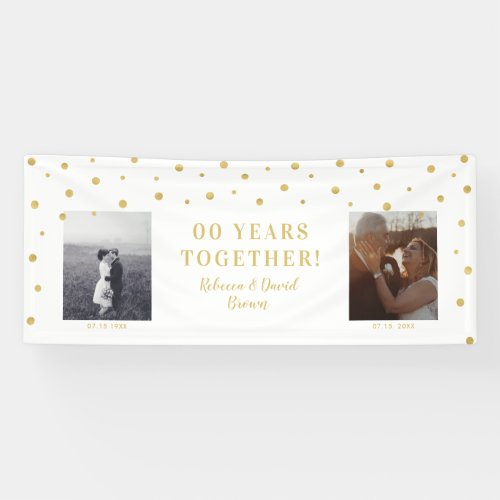 Gold  White  Wedding Anniversary Party Banner