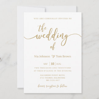 Gold & White Wedding Invitation Template