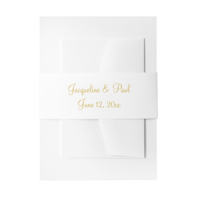 Gold White Wedding Monogram Invitation Belly Band (Front Example)