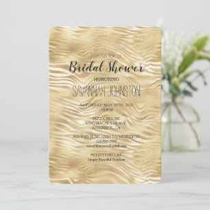 Gold White Zebra Print bridal shower    Invitation
